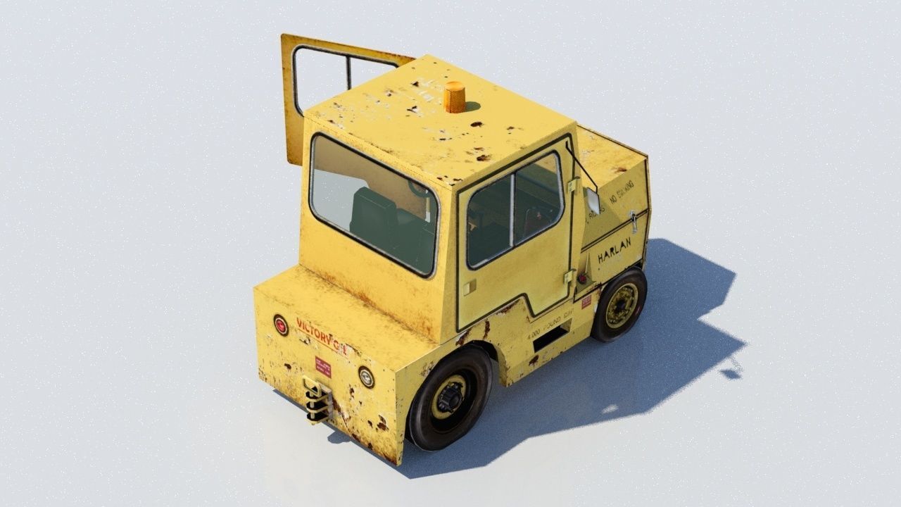 Harlan HT Light Tractor Aircraft Baggage Tug Low Poly weathered Low-poly 3D model_2
