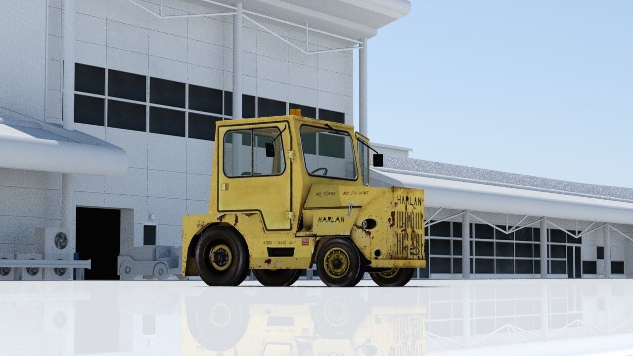 Harlan HT Light Tractor Aircraft Baggage Tug Low Poly weathered Low-poly 3D model_5