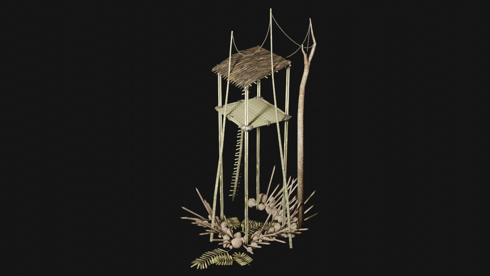 JUNGLE SWAMP WATCHTOWER SCOUT HUNTER TOWER AAA COLLECTION Low-poly 3D model_19