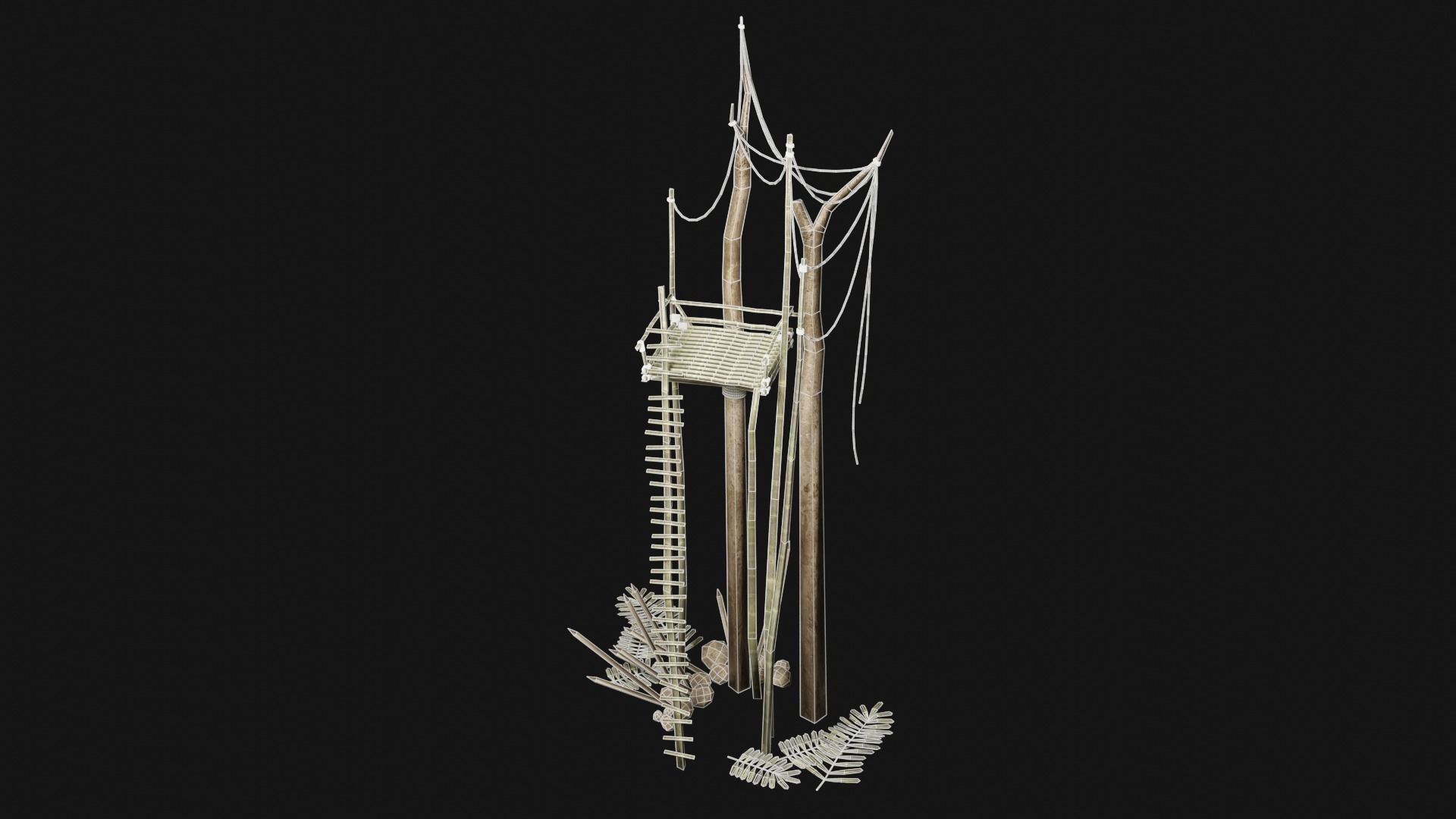 JUNGLE SWAMP WATCHTOWER SCOUT HUNTER TOWER AAA COLLECTION Low-poly 3D model_32