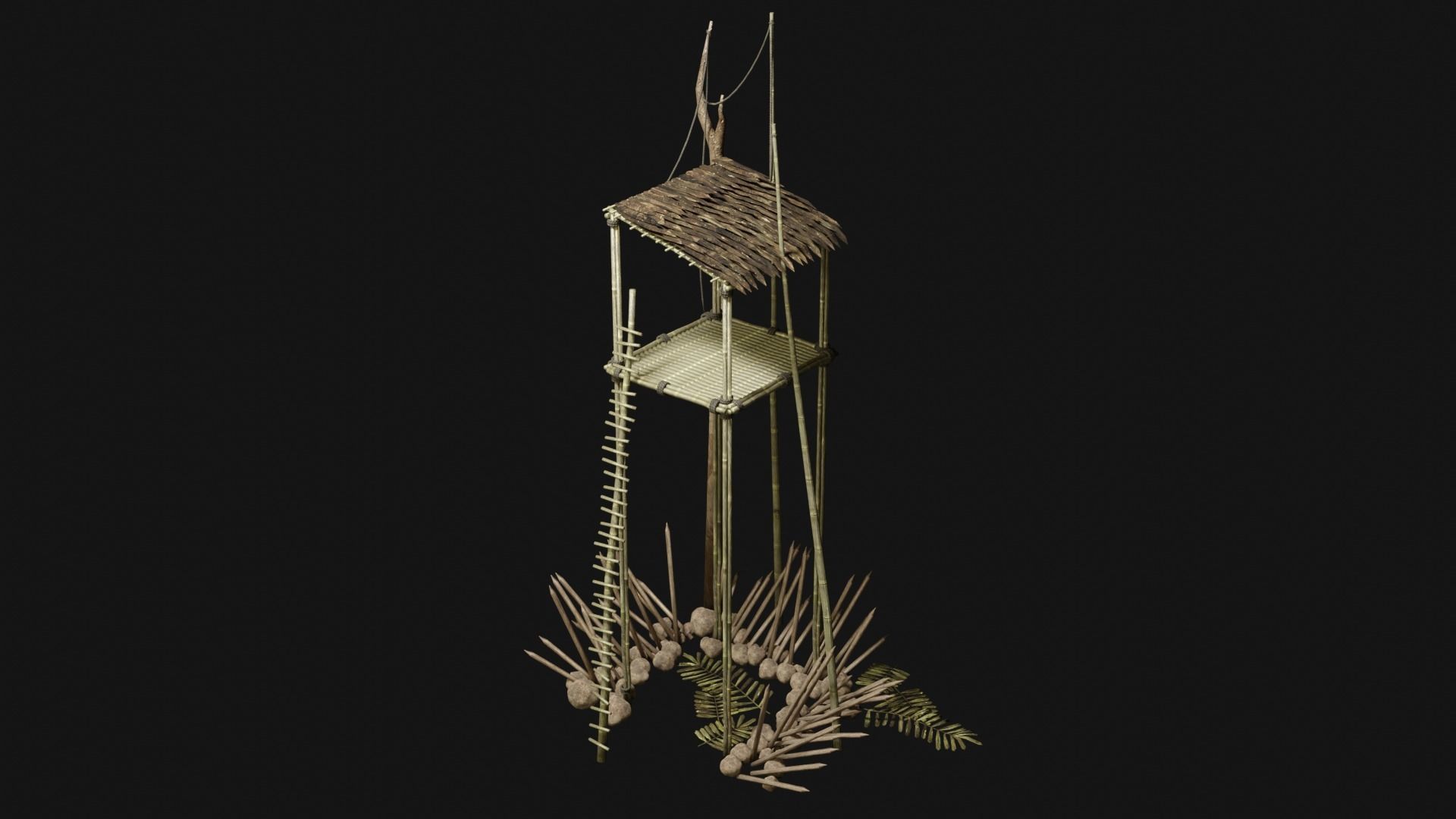 JUNGLE SWAMP WATCHTOWER SCOUT HUNTER TOWER AAA COLLECTION Low-poly 3D model_17