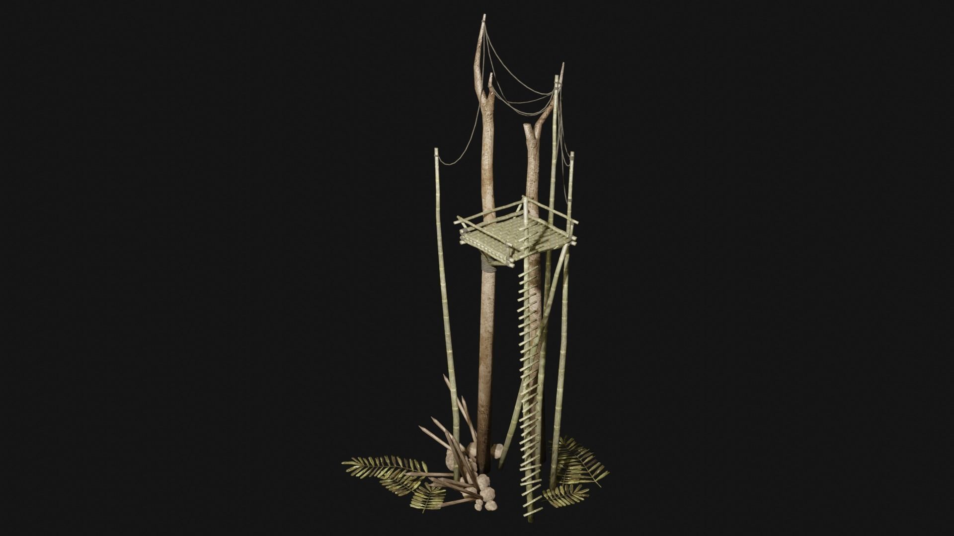 JUNGLE SWAMP WATCHTOWER SCOUT HUNTER TOWER AAA COLLECTION Low-poly 3D model_30