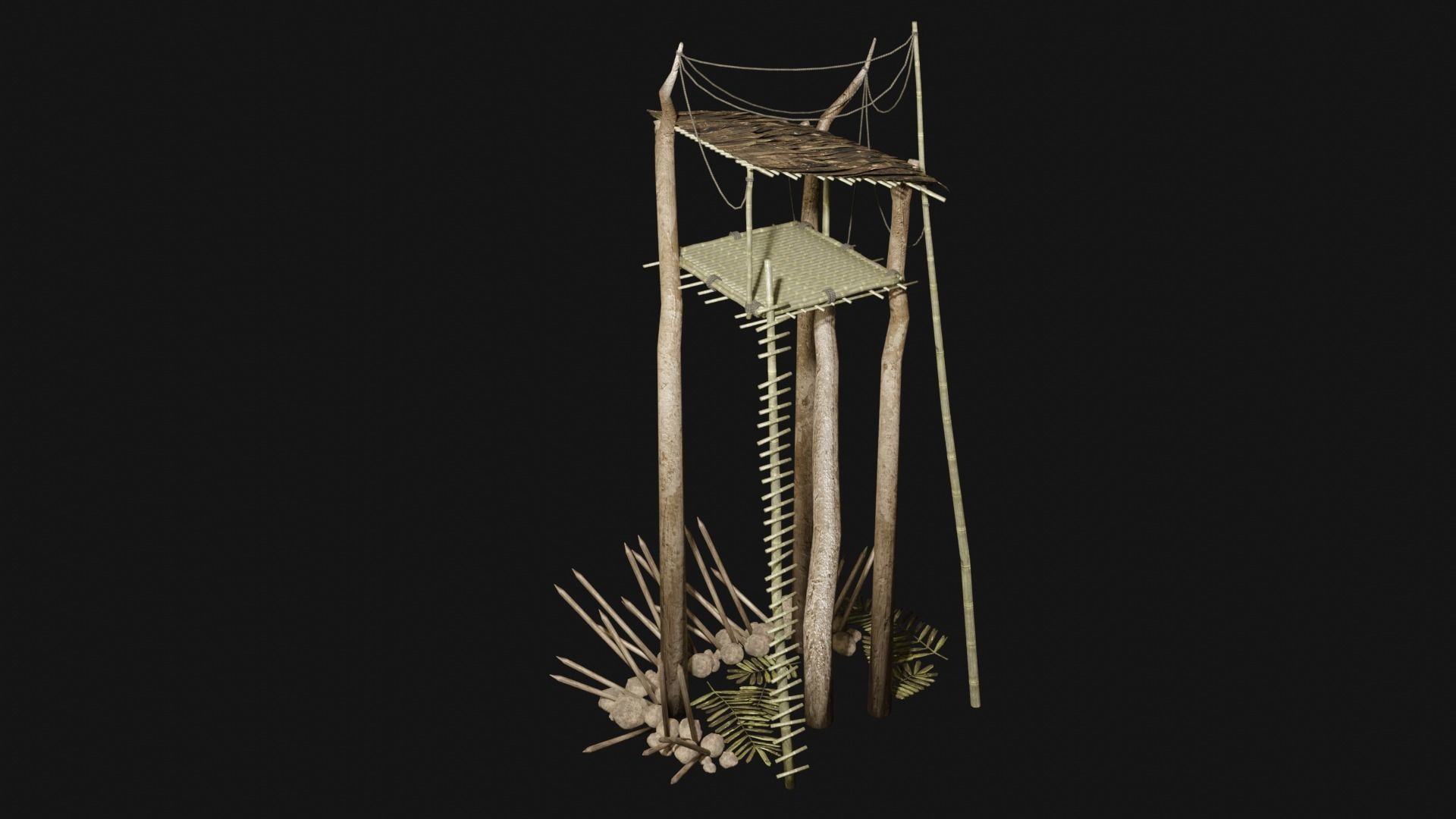 JUNGLE SWAMP WATCHTOWER SCOUT HUNTER TOWER AAA COLLECTION Low-poly 3D model_34
