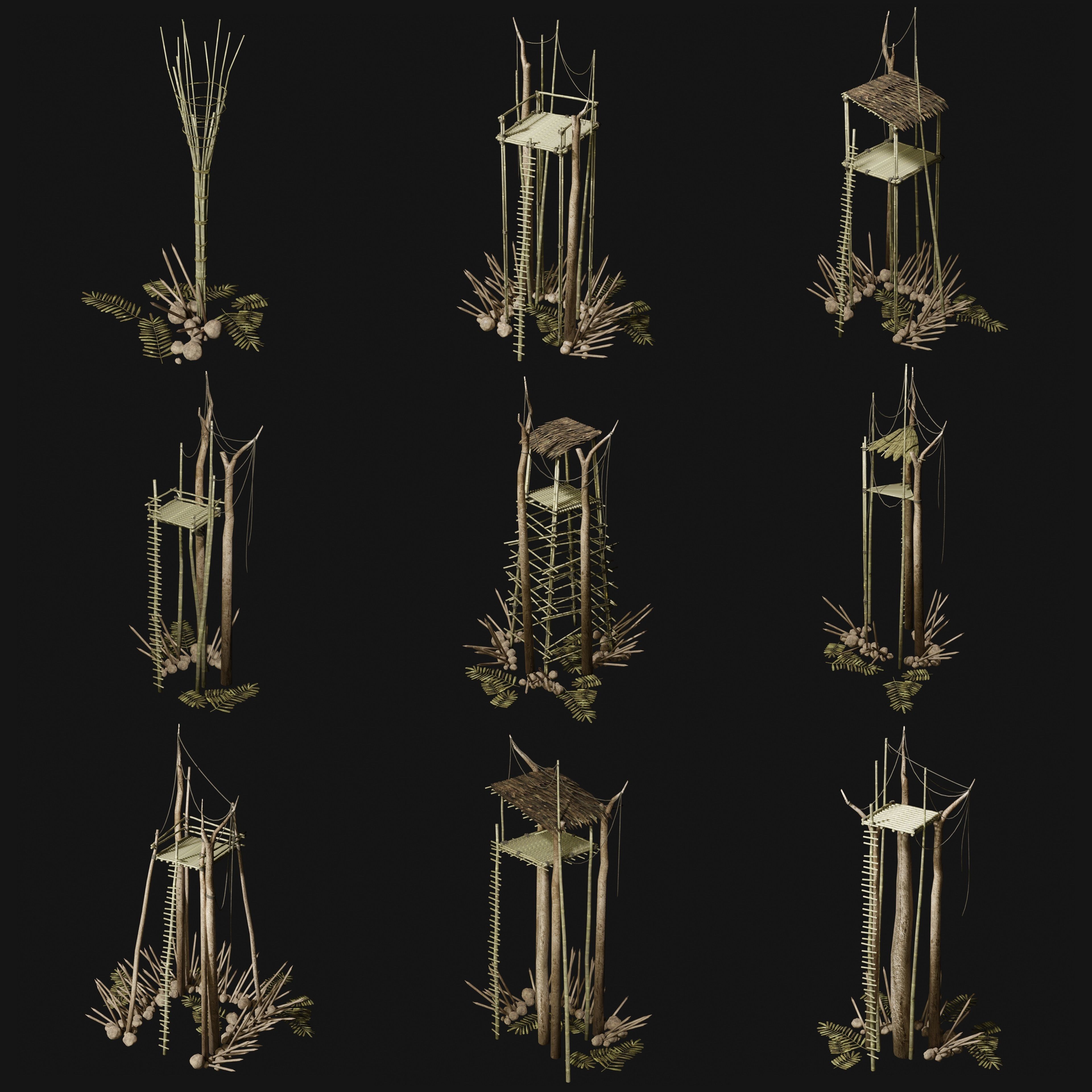 JUNGLE SWAMP WATCHTOWER SCOUT HUNTER TOWER AAA COLLECTION Low-poly 3D model_37