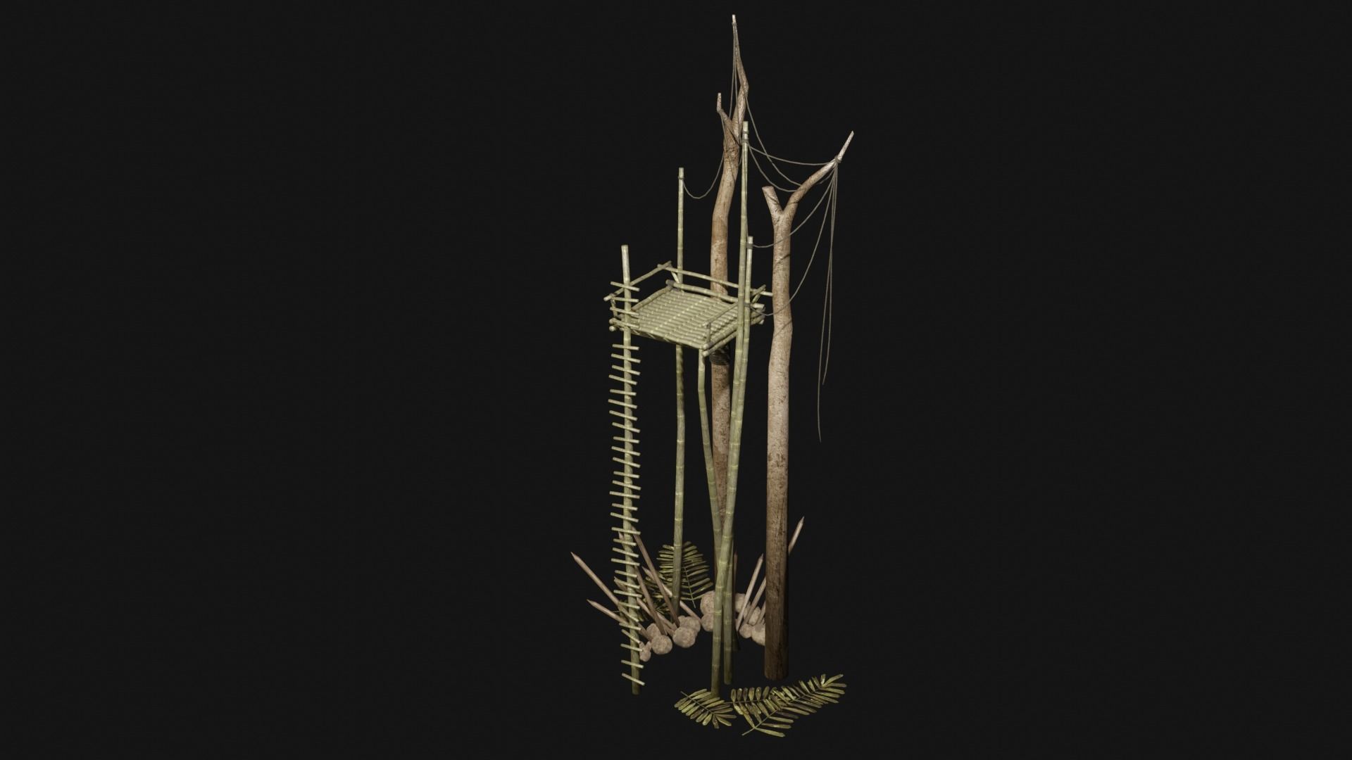 JUNGLE SWAMP WATCHTOWER SCOUT HUNTER TOWER AAA COLLECTION Low-poly 3D model_29
