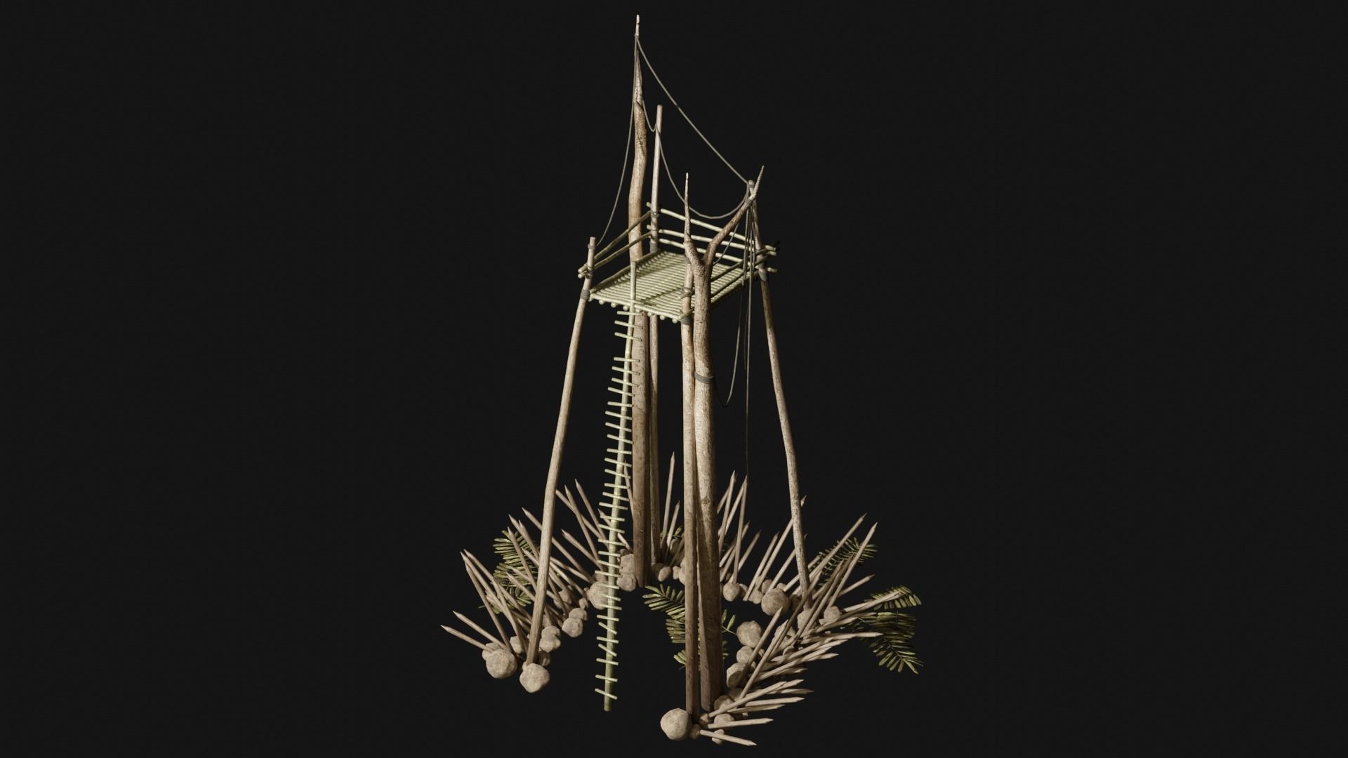 JUNGLE SWAMP WATCHTOWER SCOUT HUNTER TOWER AAA COLLECTION Low-poly 3D model_13