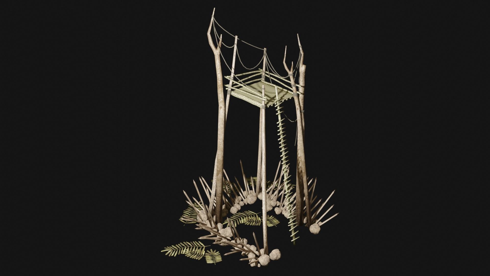 JUNGLE SWAMP WATCHTOWER SCOUT HUNTER TOWER AAA COLLECTION Low-poly 3D model_14