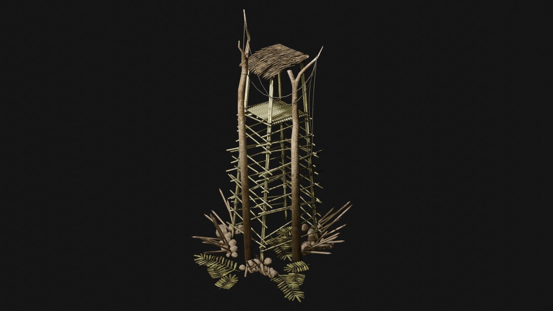 JUNGLE SWAMP WATCHTOWER SCOUT HUNTER TOWER AAA COLLECTION Low-poly 3D model_21