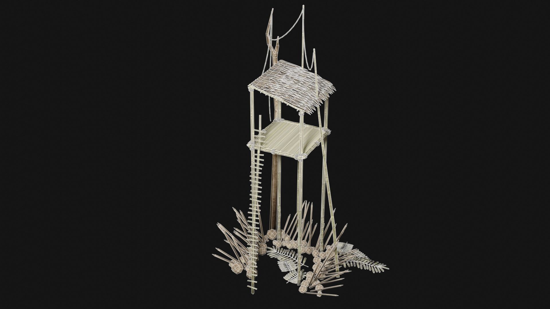 JUNGLE SWAMP WATCHTOWER SCOUT HUNTER TOWER AAA COLLECTION Low-poly 3D model_20
