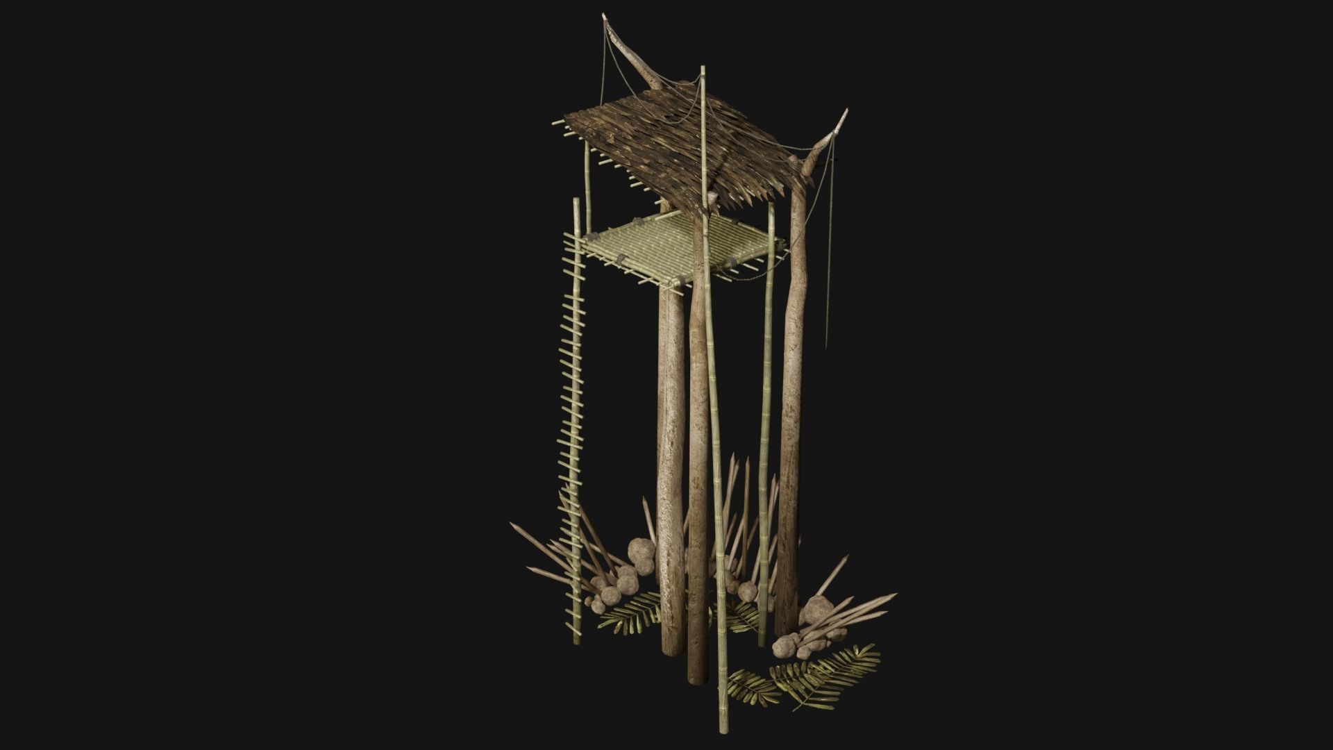 JUNGLE SWAMP WATCHTOWER SCOUT HUNTER TOWER AAA COLLECTION Low-poly 3D model_33