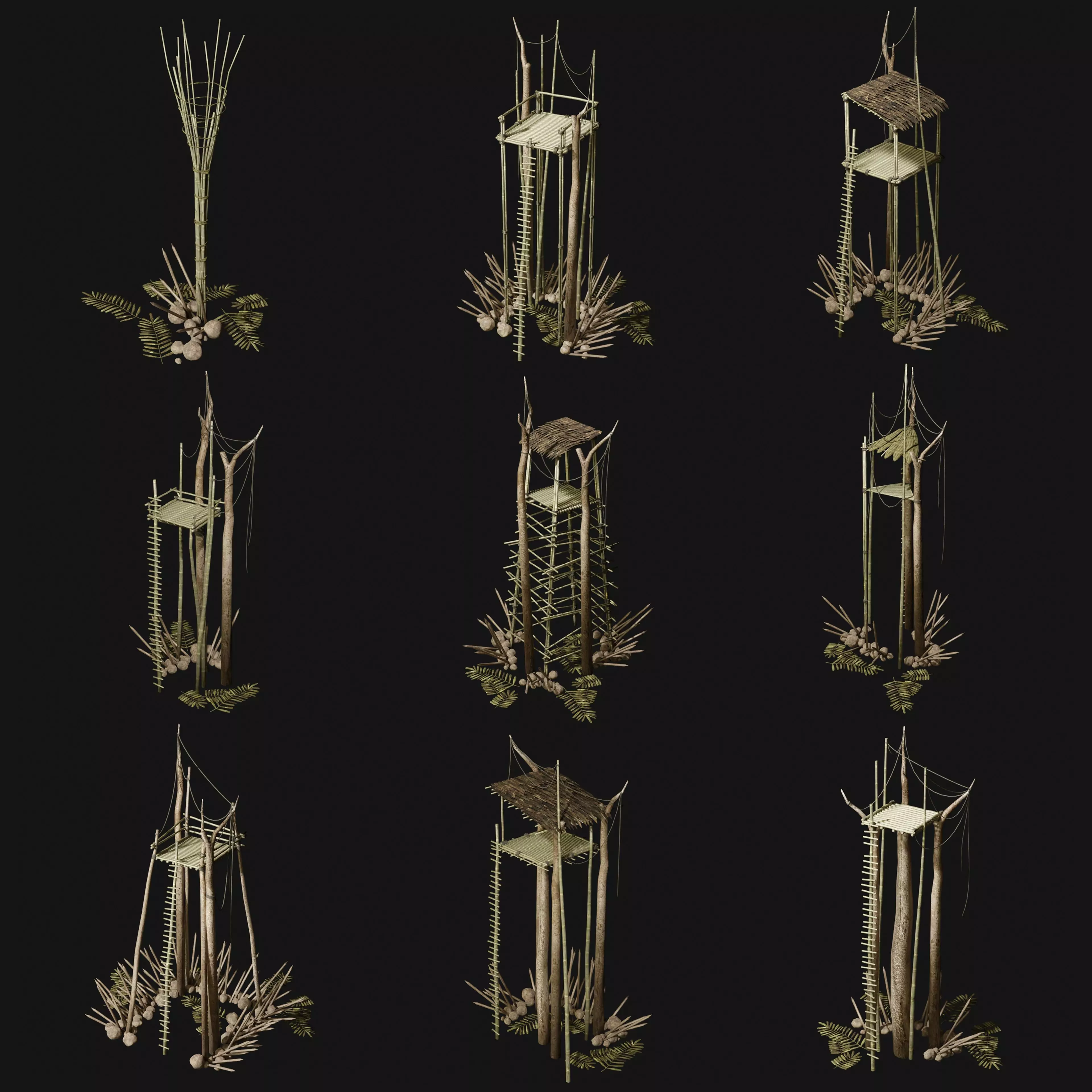 JUNGLE SWAMP WATCHTOWER SCOUT HUNTER TOWER AAA COLLECTION Low-poly 3D model_0