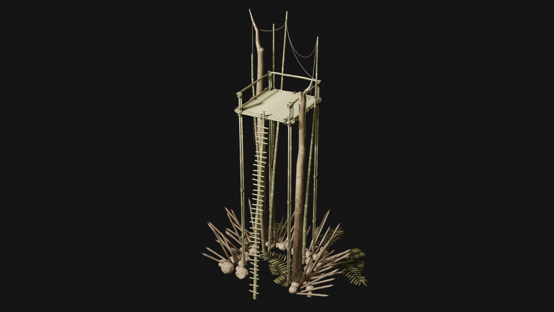 JUNGLE SWAMP WATCHTOWER SCOUT HUNTER TOWER AAA COLLECTION Low-poly 3D model_1