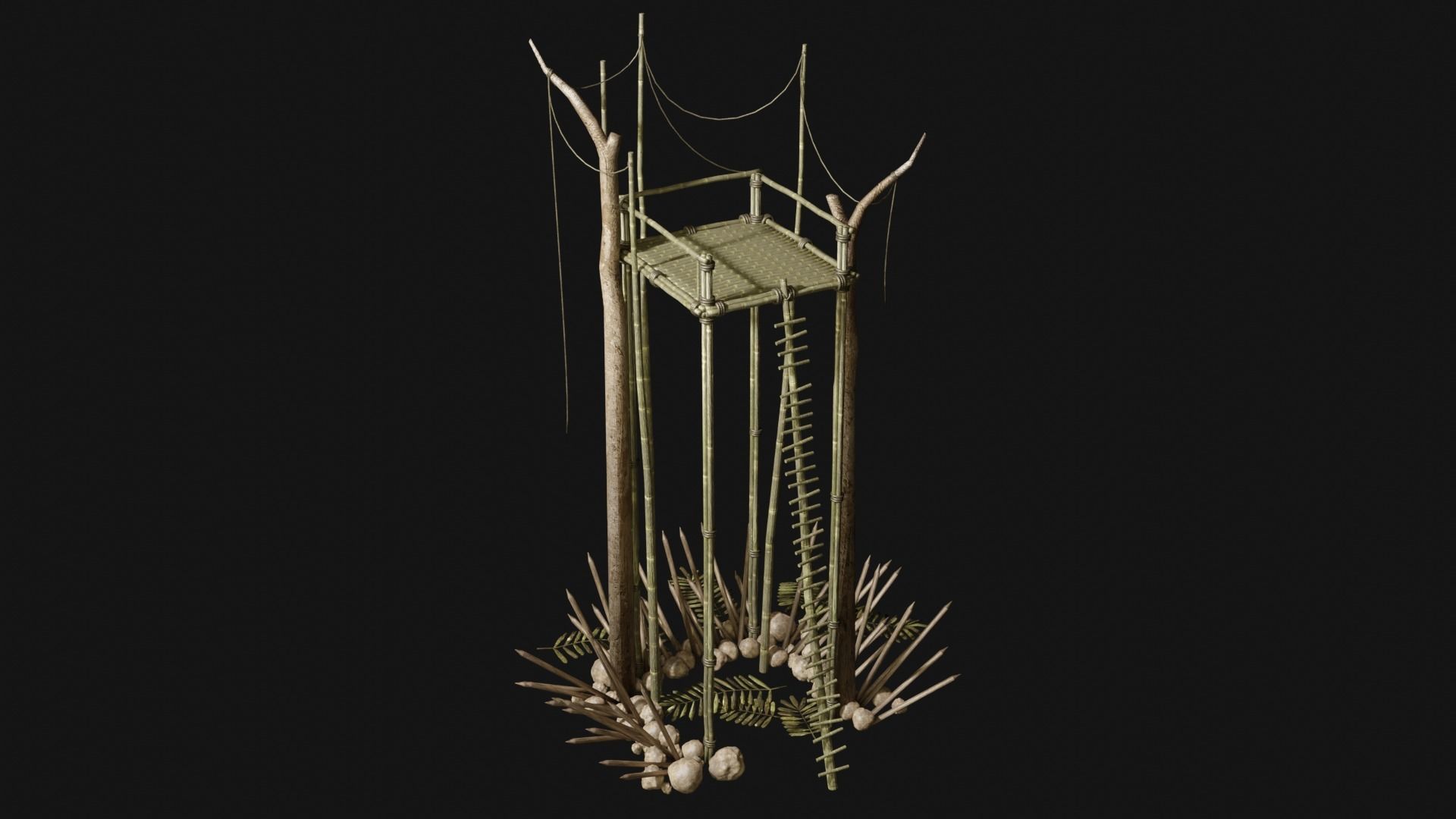 JUNGLE SWAMP WATCHTOWER SCOUT HUNTER TOWER AAA COLLECTION Low-poly 3D model_2
