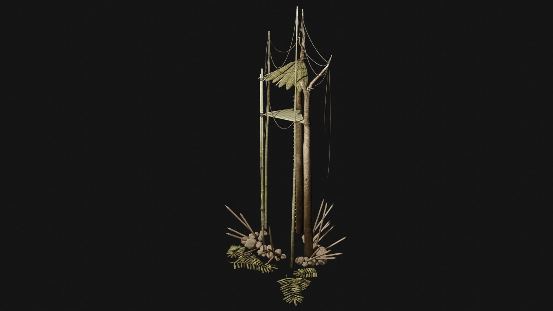JUNGLE SWAMP WATCHTOWER SCOUT HUNTER TOWER AAA COLLECTION Low-poly 3D model_25
