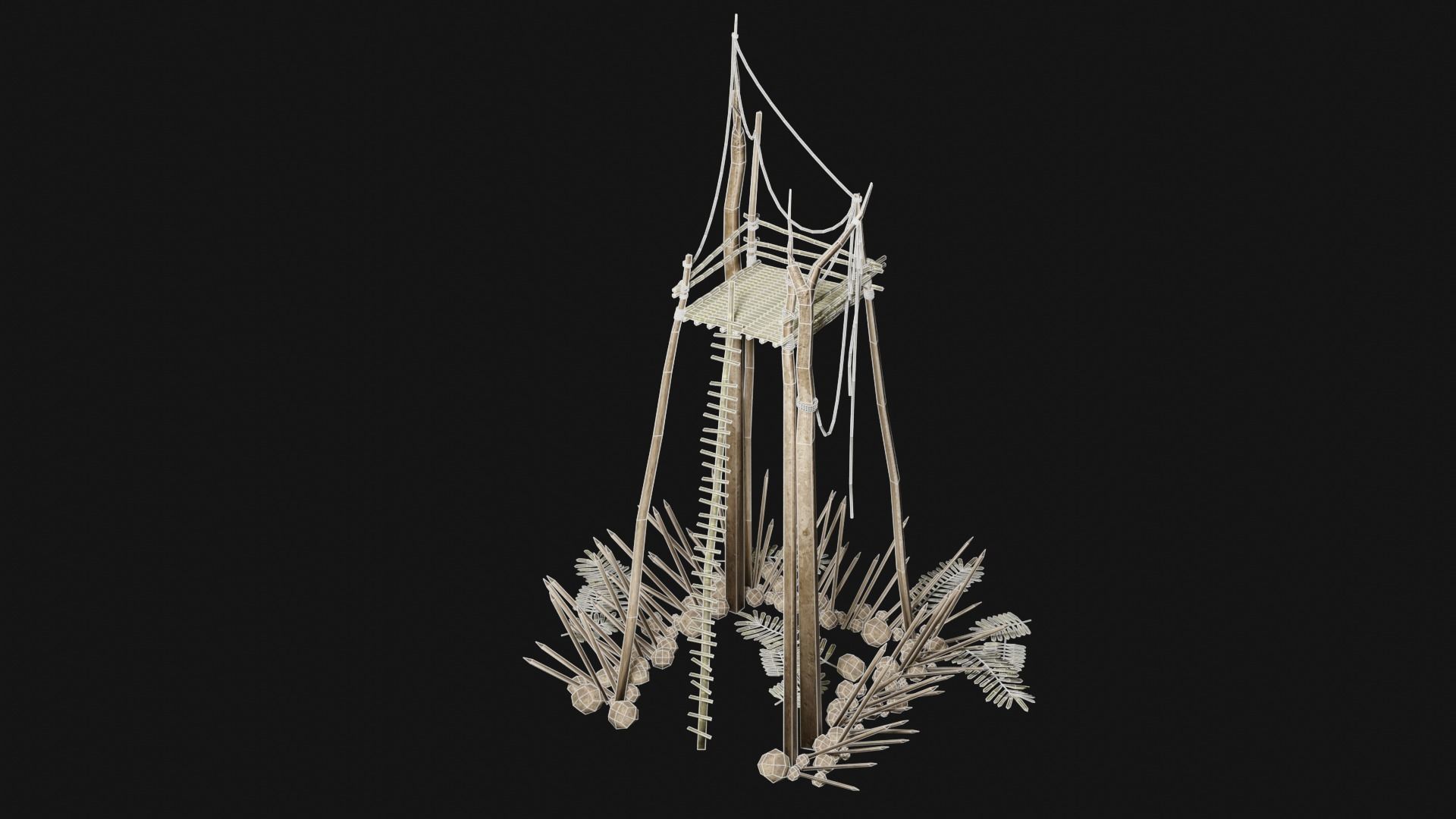 JUNGLE SWAMP WATCHTOWER SCOUT HUNTER TOWER AAA COLLECTION Low-poly 3D model_16