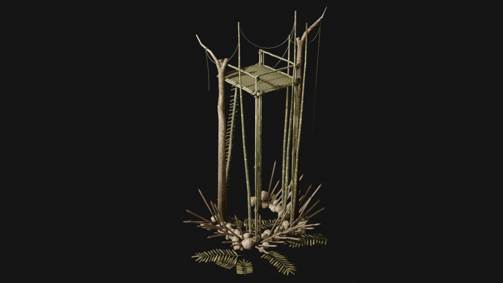 JUNGLE SWAMP WATCHTOWER SCOUT HUNTER TOWER AAA COLLECTION Low-poly 3D model_3