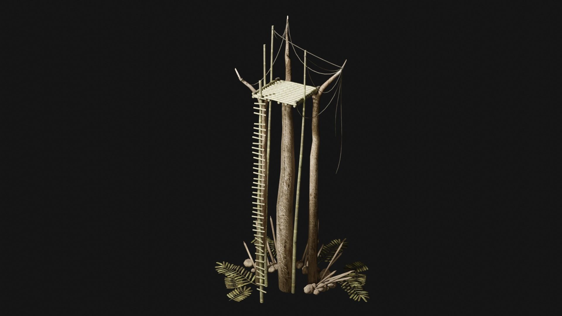 JUNGLE SWAMP WATCHTOWER SCOUT HUNTER TOWER AAA COLLECTION Low-poly 3D model_5