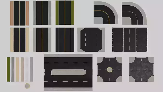 Generic city road asset Low-poly 3D model