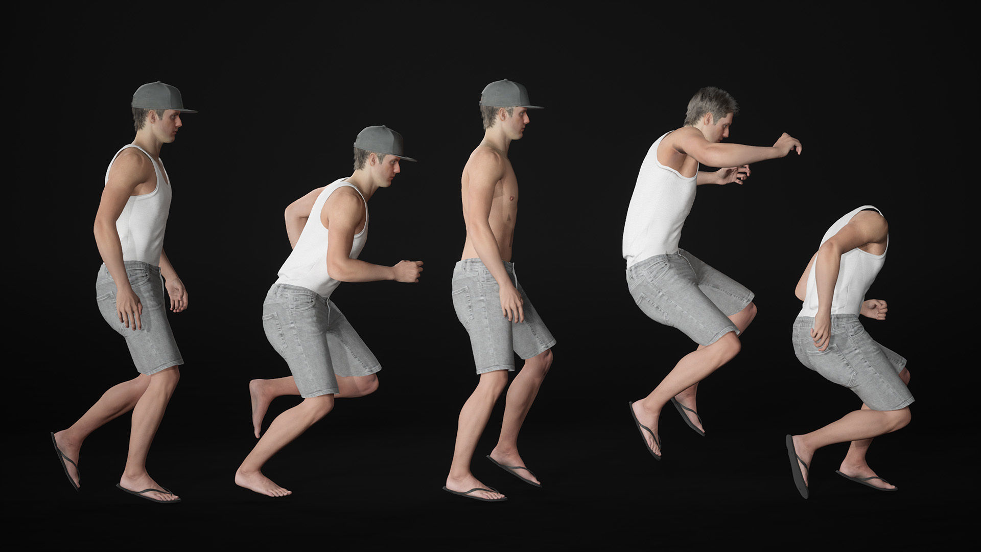 Man - Summer outfit 11 - Modular - Rigged Low-poly 3D model_17