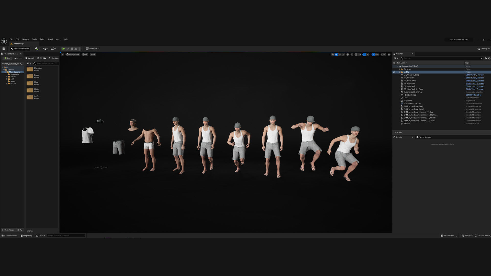 Man - Summer outfit 11 - Modular - Rigged Low-poly 3D model_4