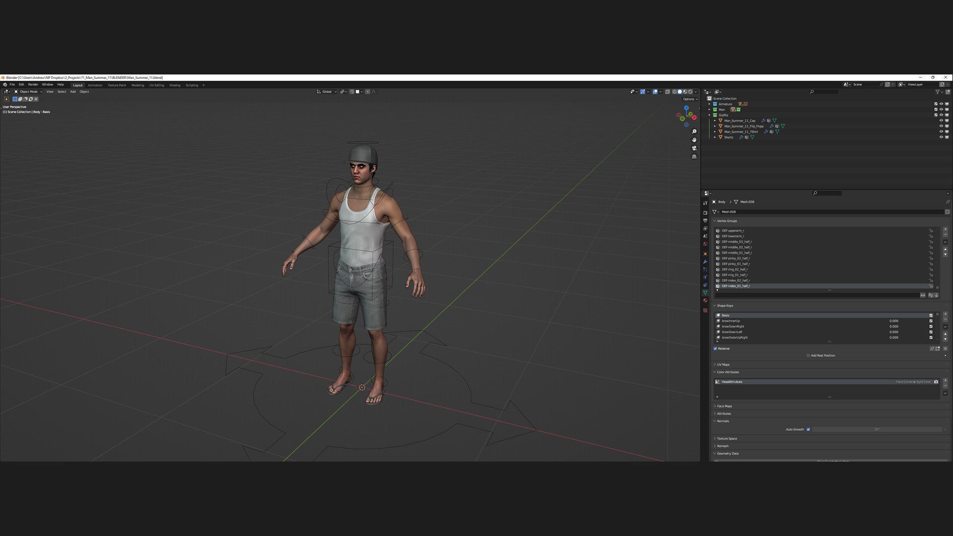 Man - Summer outfit 11 - Modular - Rigged Low-poly 3D model_6