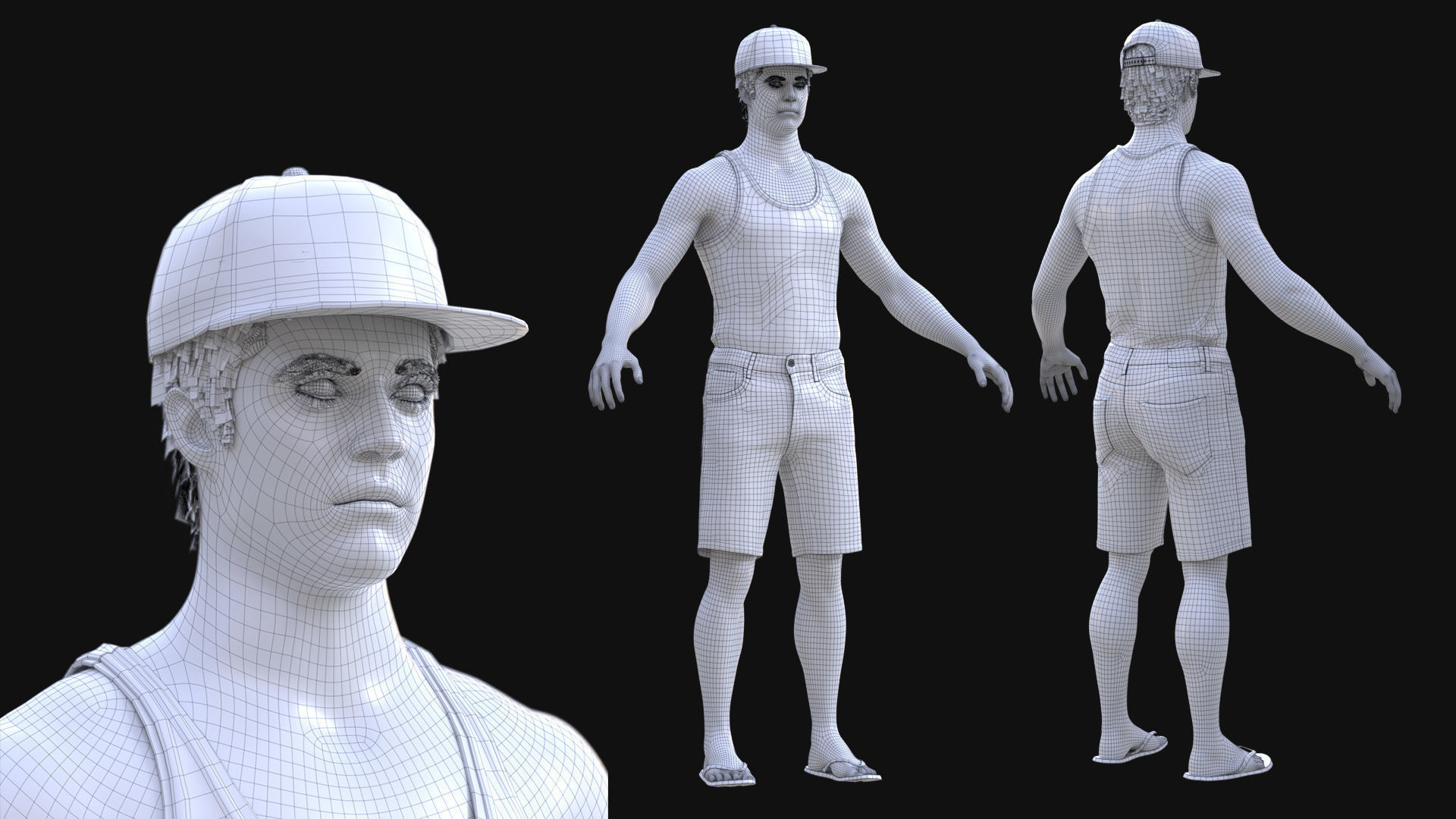 Man - Summer outfit 11 - Modular - Rigged Low-poly 3D model_23