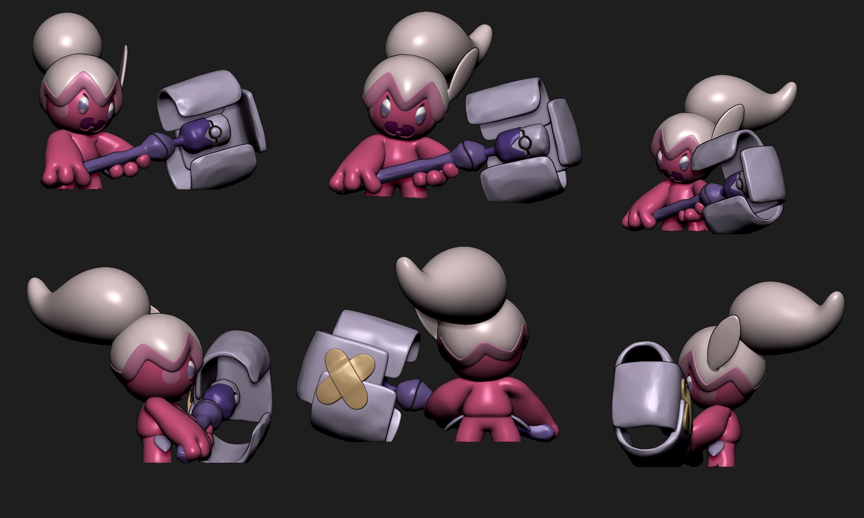 Pokemon - Tinkatink Tinkatuff and Tinkaton with 2 poses 3D print model_11