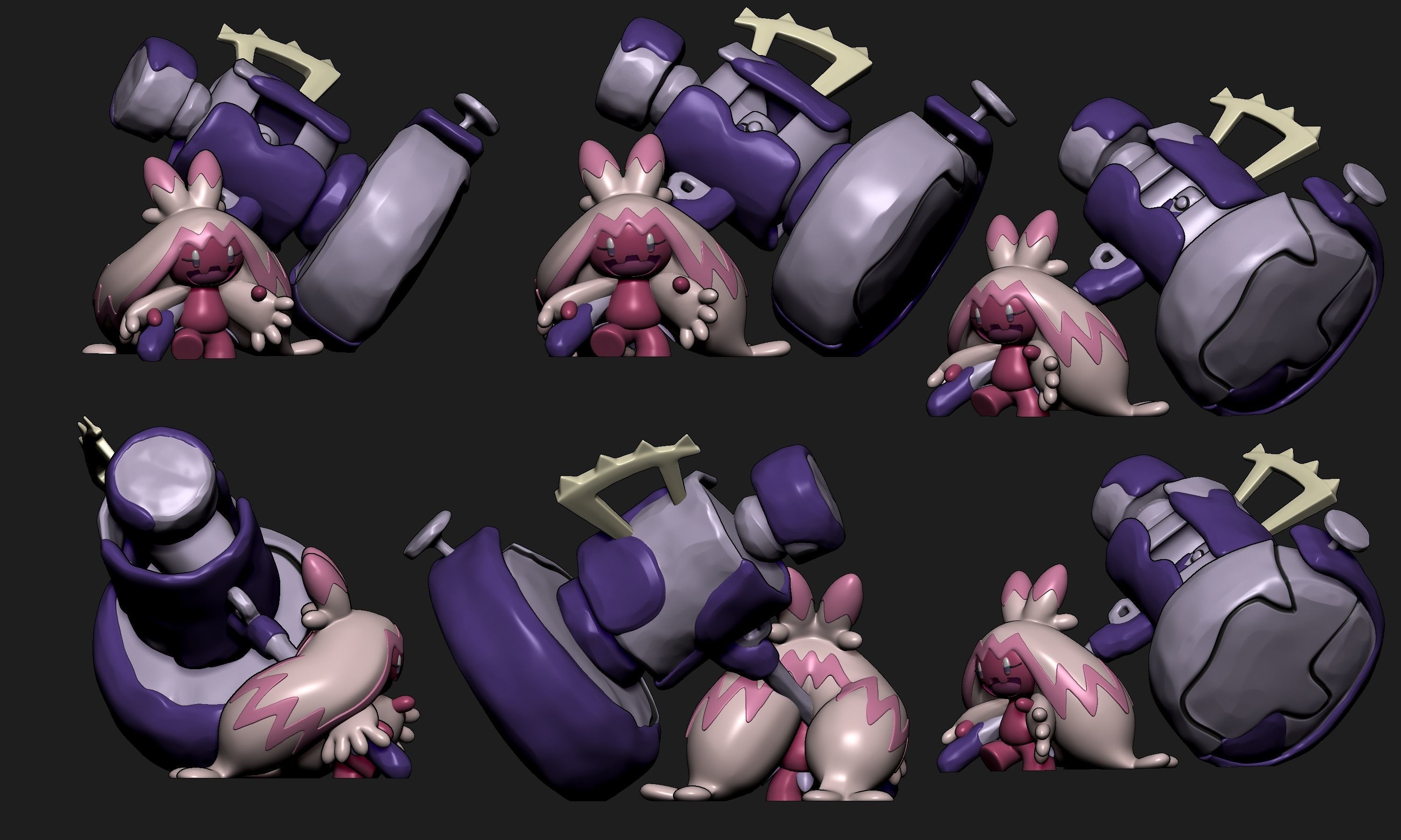 Pokemon - Tinkatink Tinkatuff and Tinkaton with 2 poses 3D print model_16