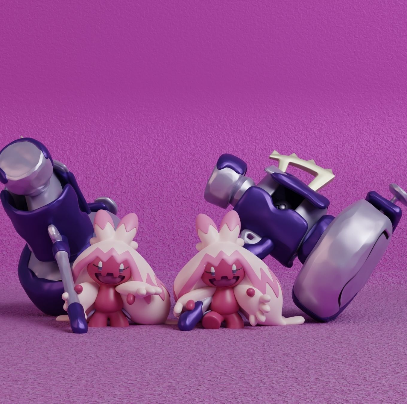 Pokemon - Tinkatink Tinkatuff and Tinkaton with 2 poses 3D print model_12