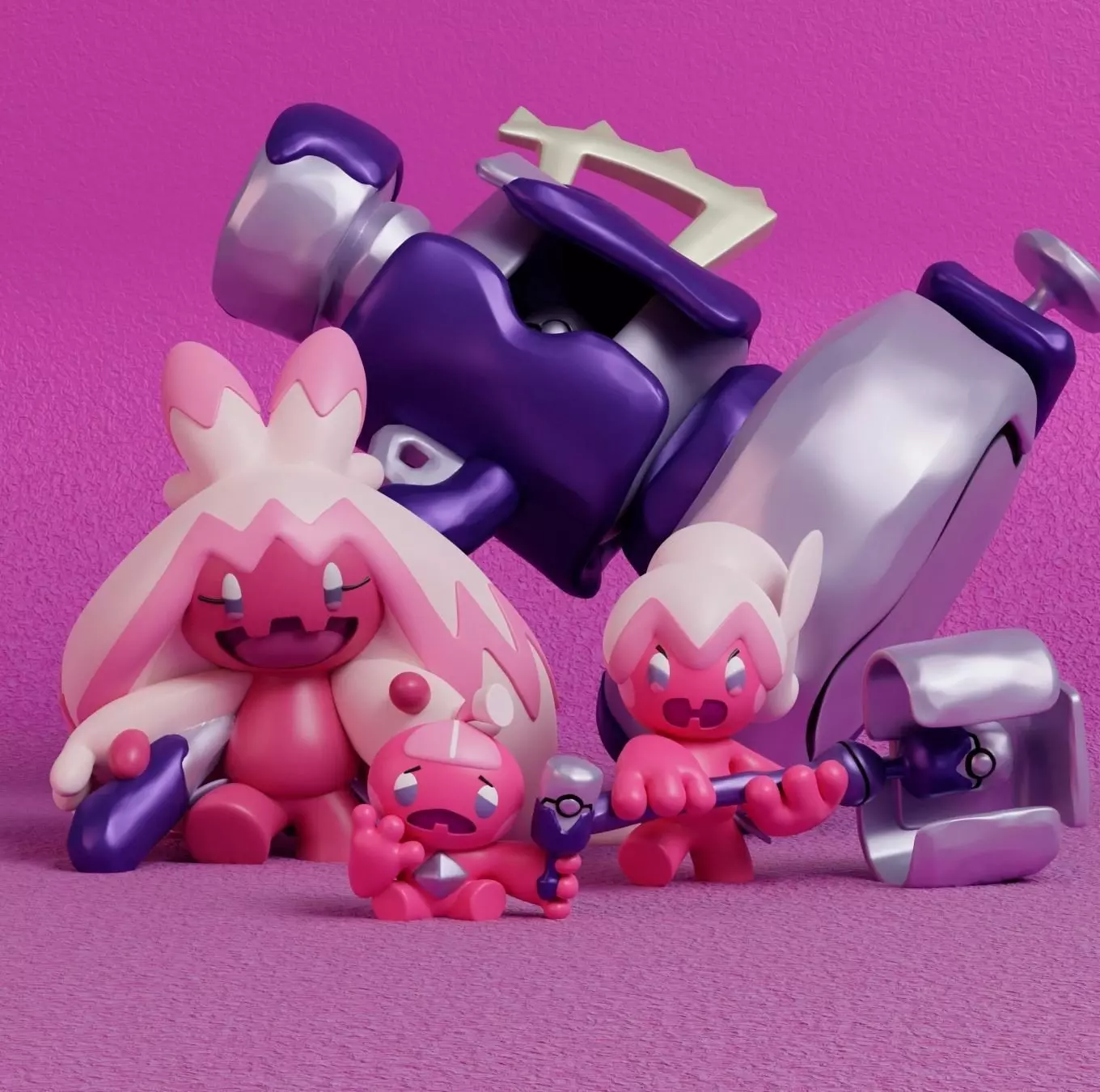 Pokemon - Tinkatink Tinkatuff and Tinkaton with 2 poses 3D print model_0