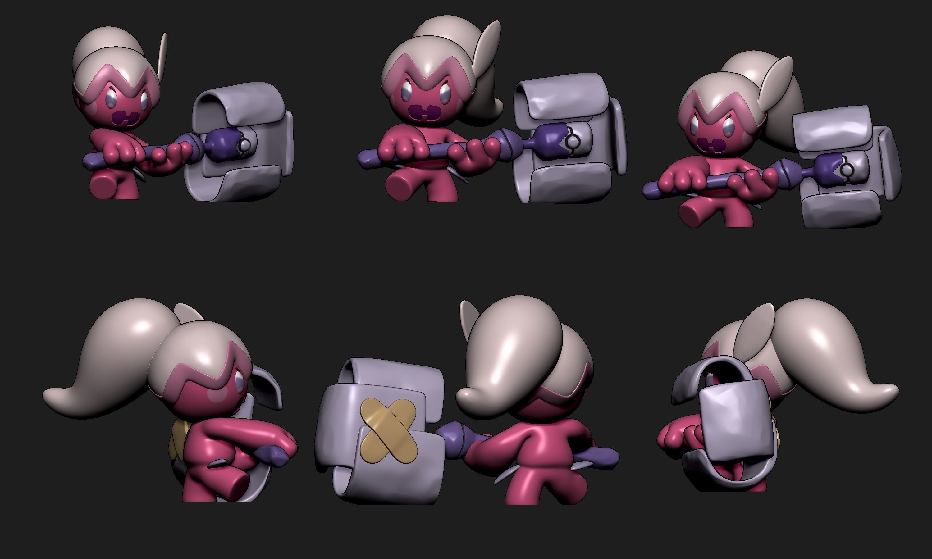 Pokemon - Tinkatink Tinkatuff and Tinkaton with 2 poses 3D print model_9