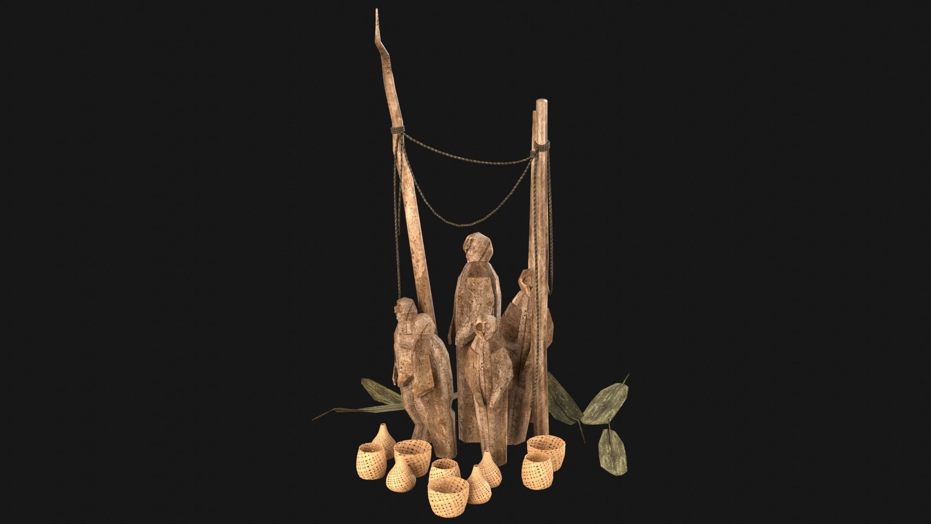 CULT SACRIFICE PLACE JUNGLE SWAMP TRIBE TRIBAL AAA COLLECTION Low-poly 3D model_17
