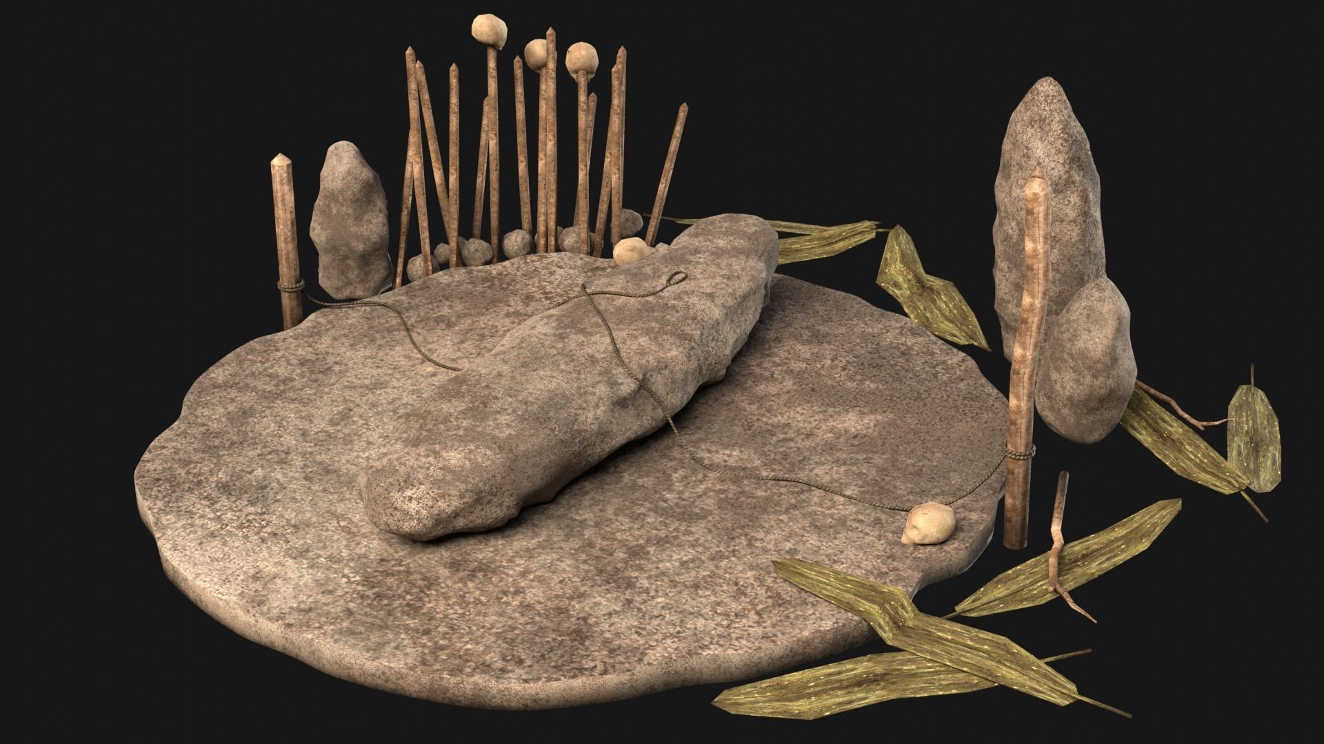 CULT SACRIFICE PLACE JUNGLE SWAMP TRIBE TRIBAL AAA COLLECTION Low-poly 3D model_5