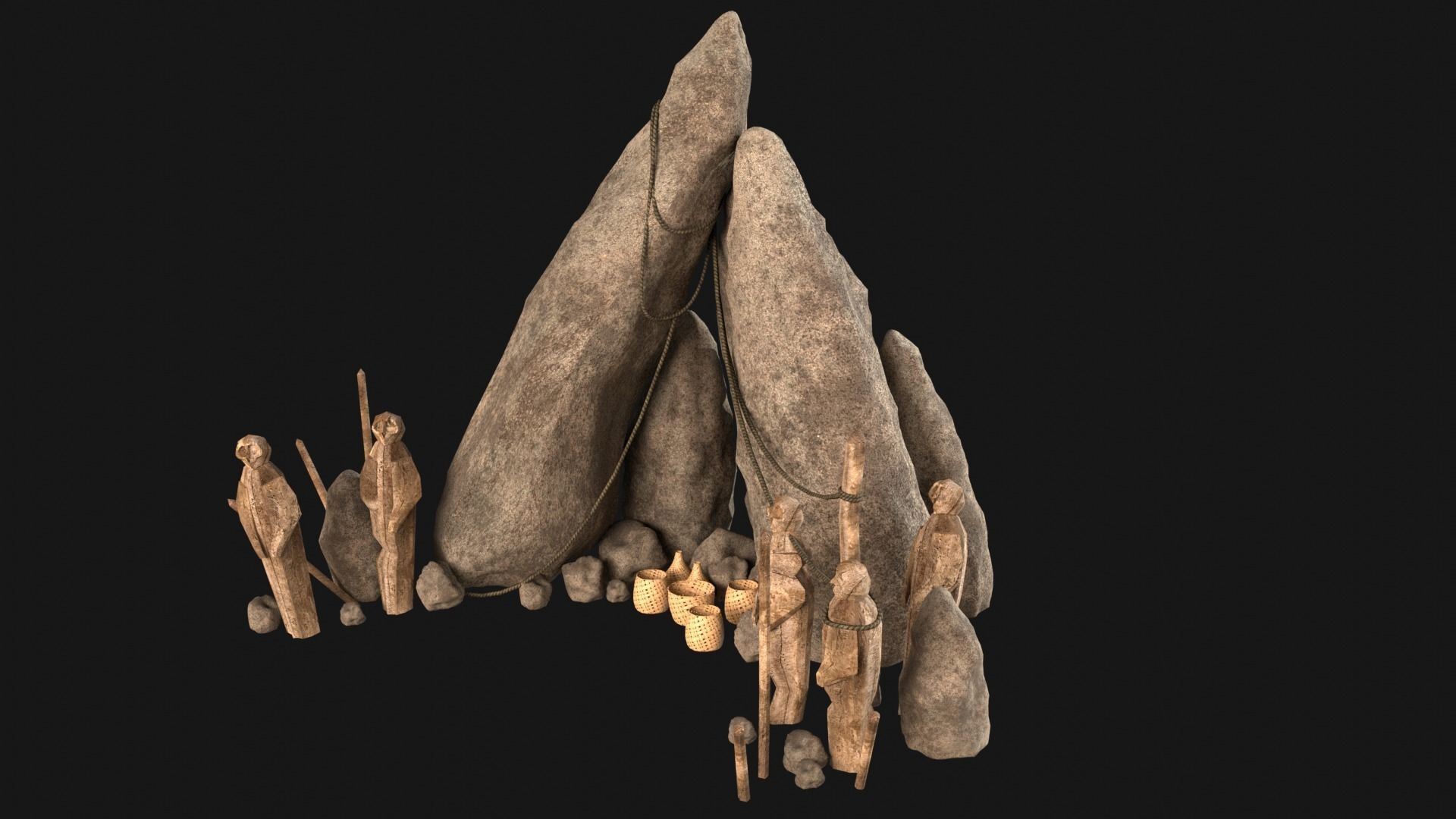 CULT SACRIFICE PLACE JUNGLE SWAMP TRIBE TRIBAL AAA COLLECTION Low-poly 3D model_9