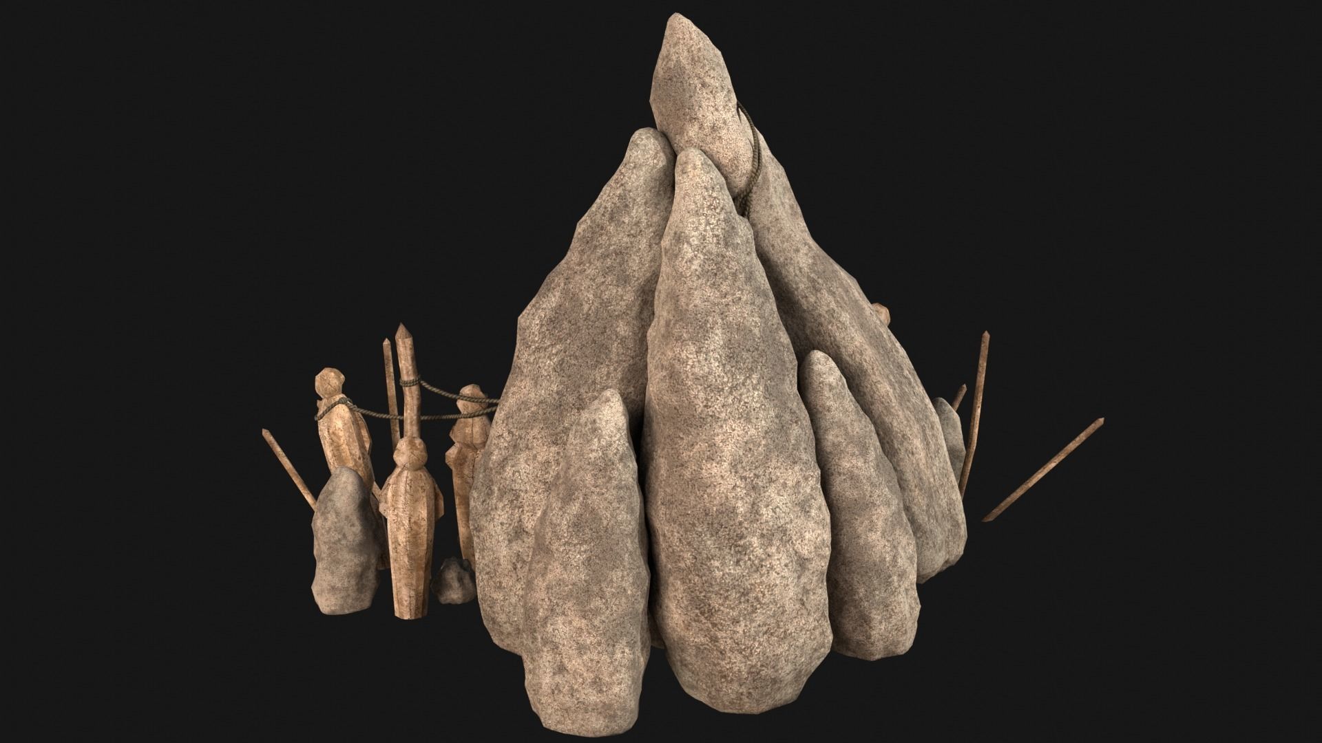 CULT SACRIFICE PLACE JUNGLE SWAMP TRIBE TRIBAL AAA COLLECTION Low-poly 3D model_11