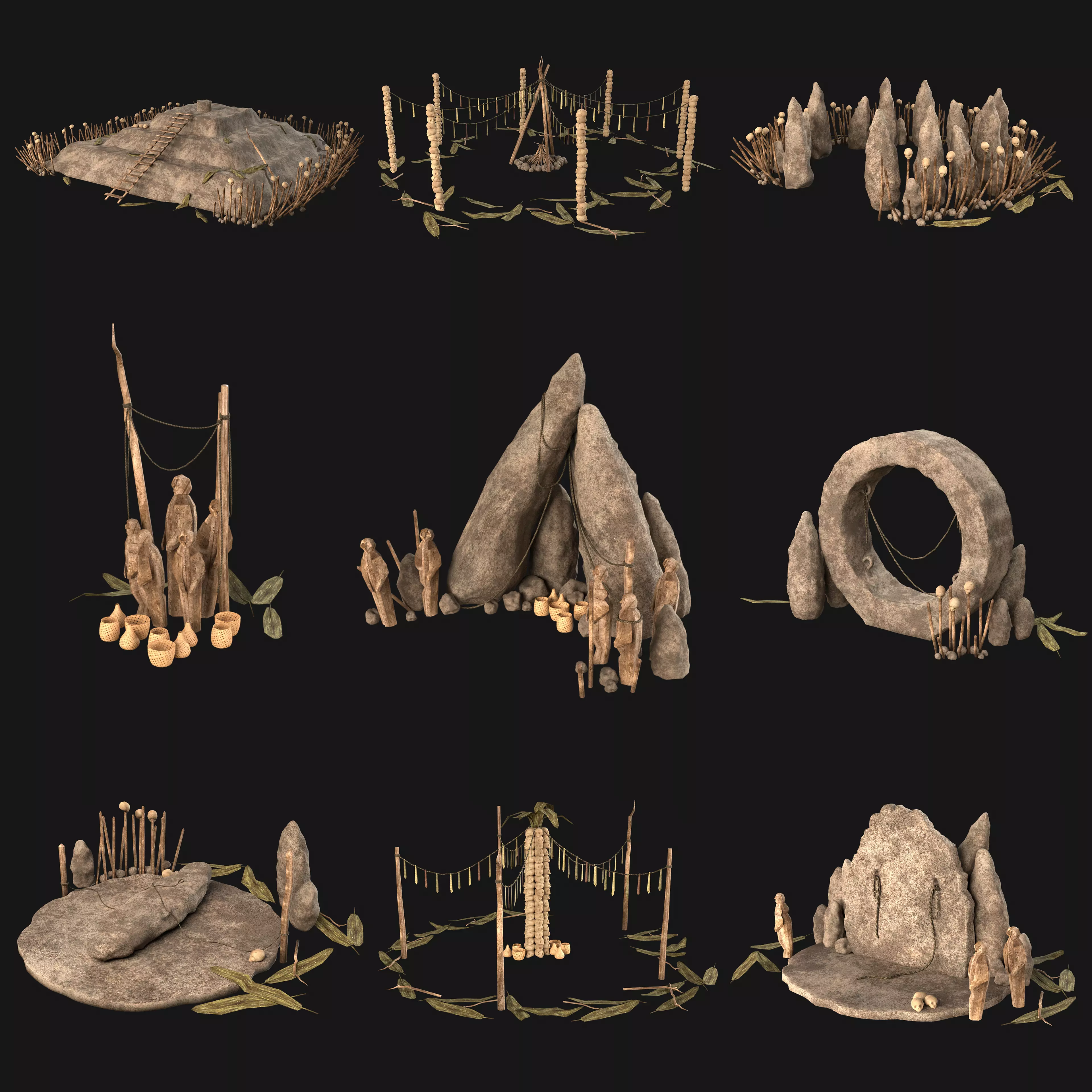 CULT SACRIFICE PLACE JUNGLE SWAMP TRIBE TRIBAL AAA COLLECTION Low-poly 3D model_0