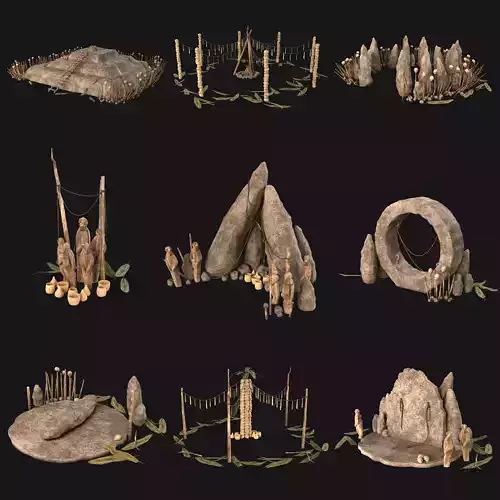 CULT SACRIFICE PLACE JUNGLE SWAMP TRIBE TRIBAL AAA COLLECTION Low-poly 3D model