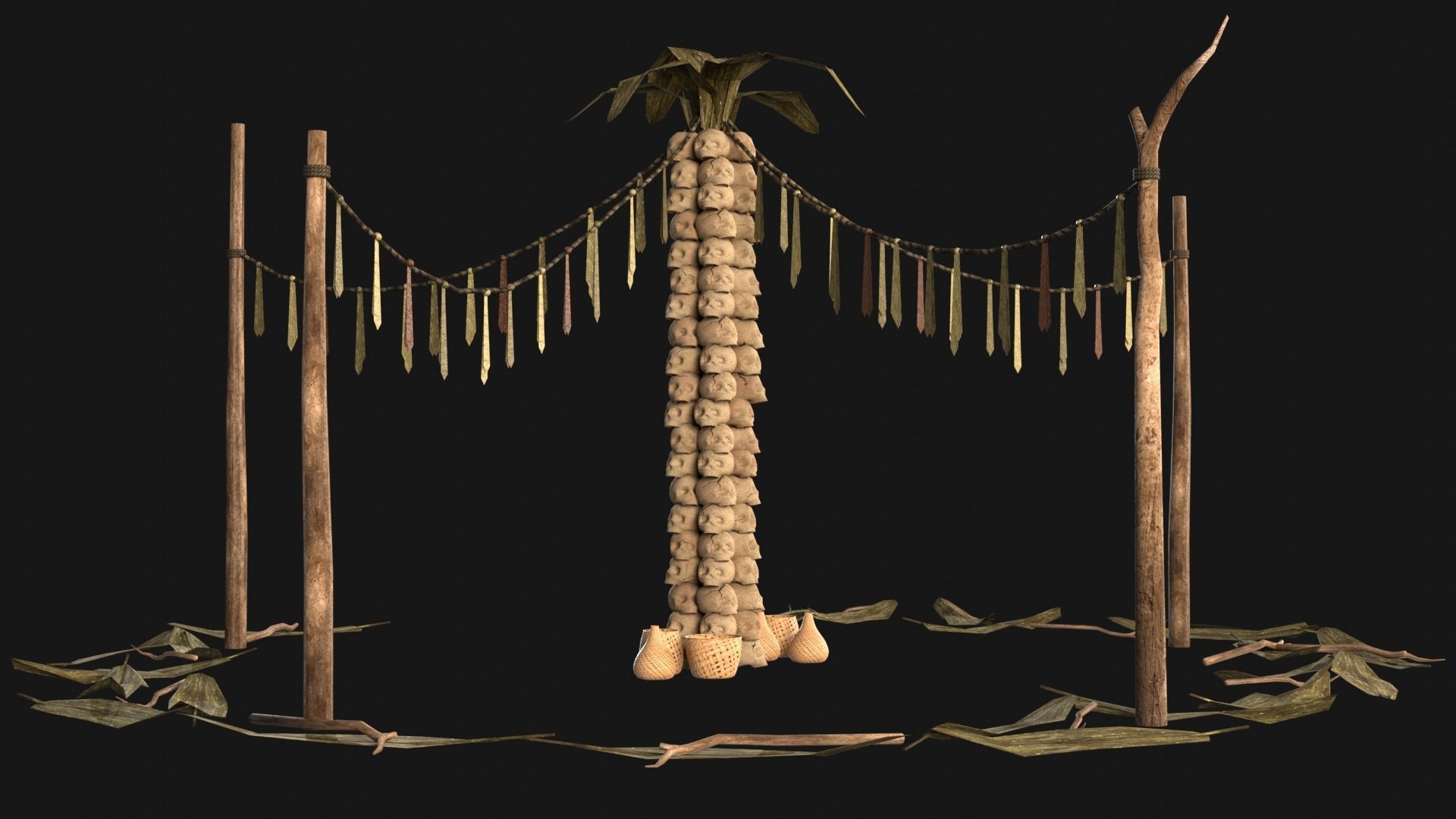 CULT SACRIFICE PLACE JUNGLE SWAMP TRIBE TRIBAL AAA COLLECTION Low-poly 3D model_14