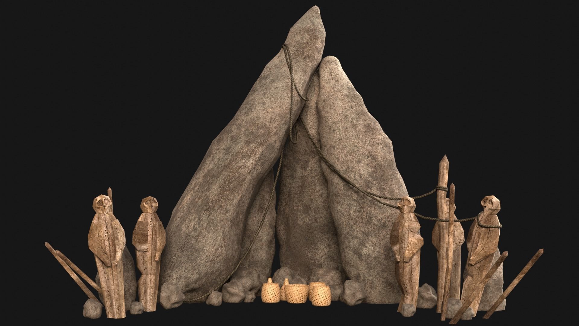 CULT SACRIFICE PLACE JUNGLE SWAMP TRIBE TRIBAL AAA COLLECTION Low-poly 3D model_10