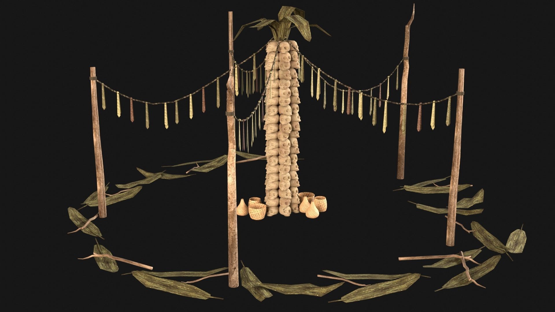 CULT SACRIFICE PLACE JUNGLE SWAMP TRIBE TRIBAL AAA COLLECTION Low-poly 3D model_13