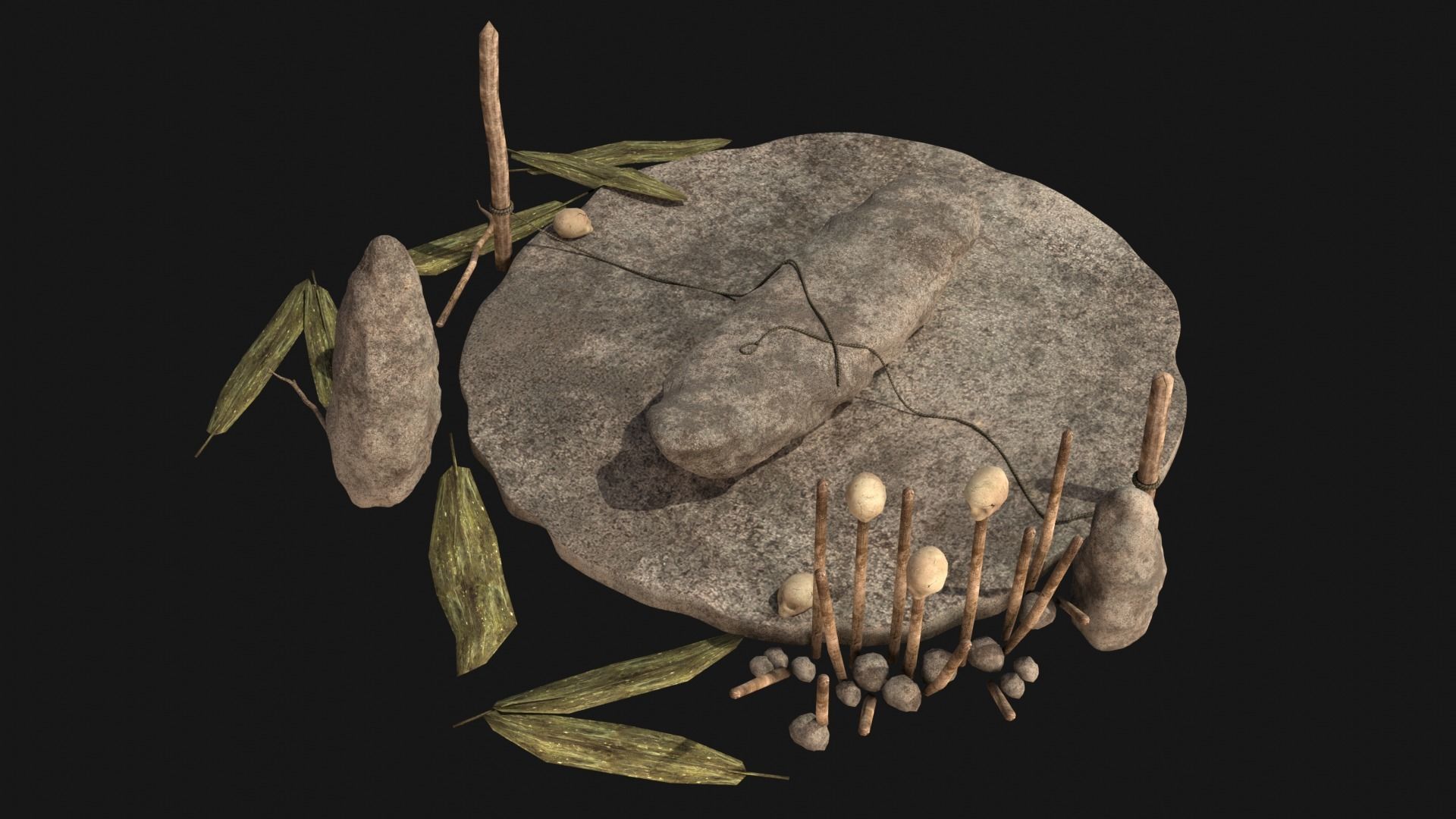 CULT SACRIFICE PLACE JUNGLE SWAMP TRIBE TRIBAL AAA COLLECTION Low-poly 3D model_7