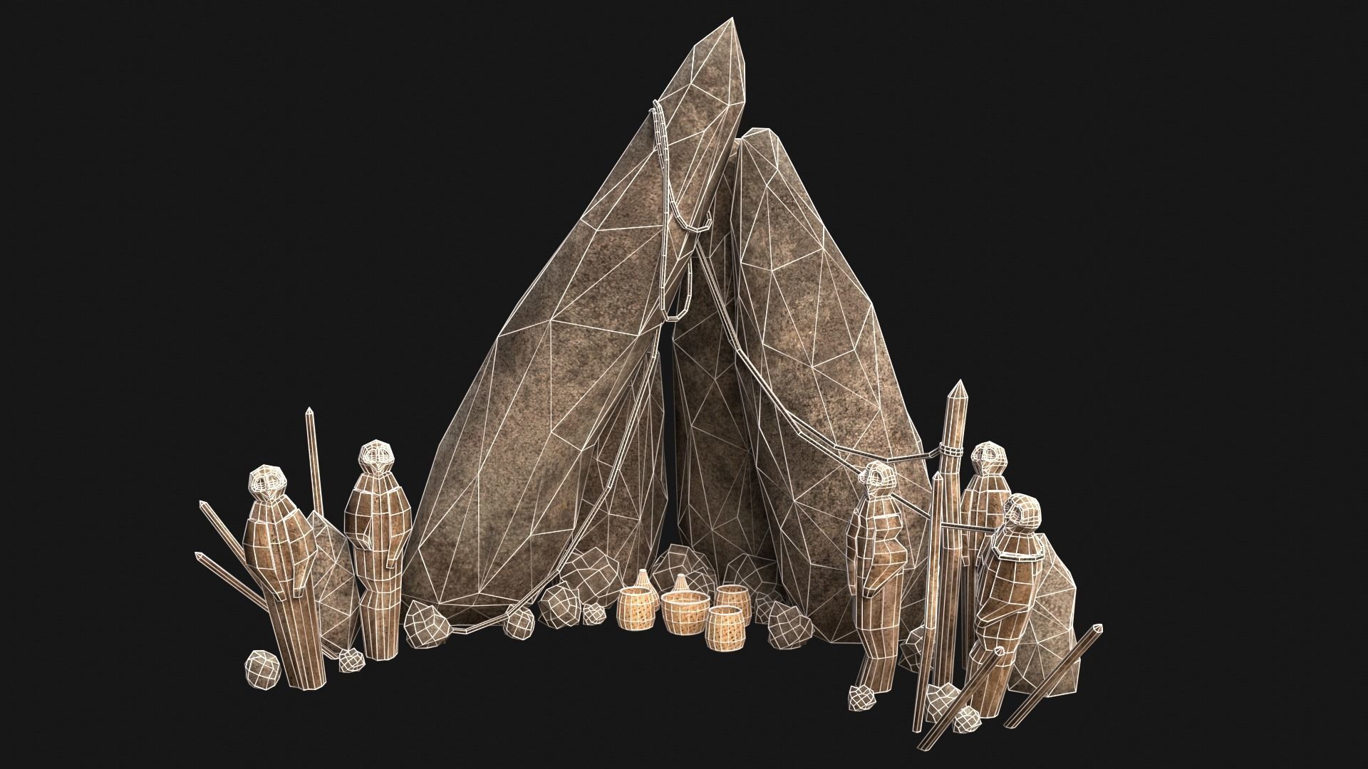 CULT SACRIFICE PLACE JUNGLE SWAMP TRIBE TRIBAL AAA COLLECTION Low-poly 3D model_12