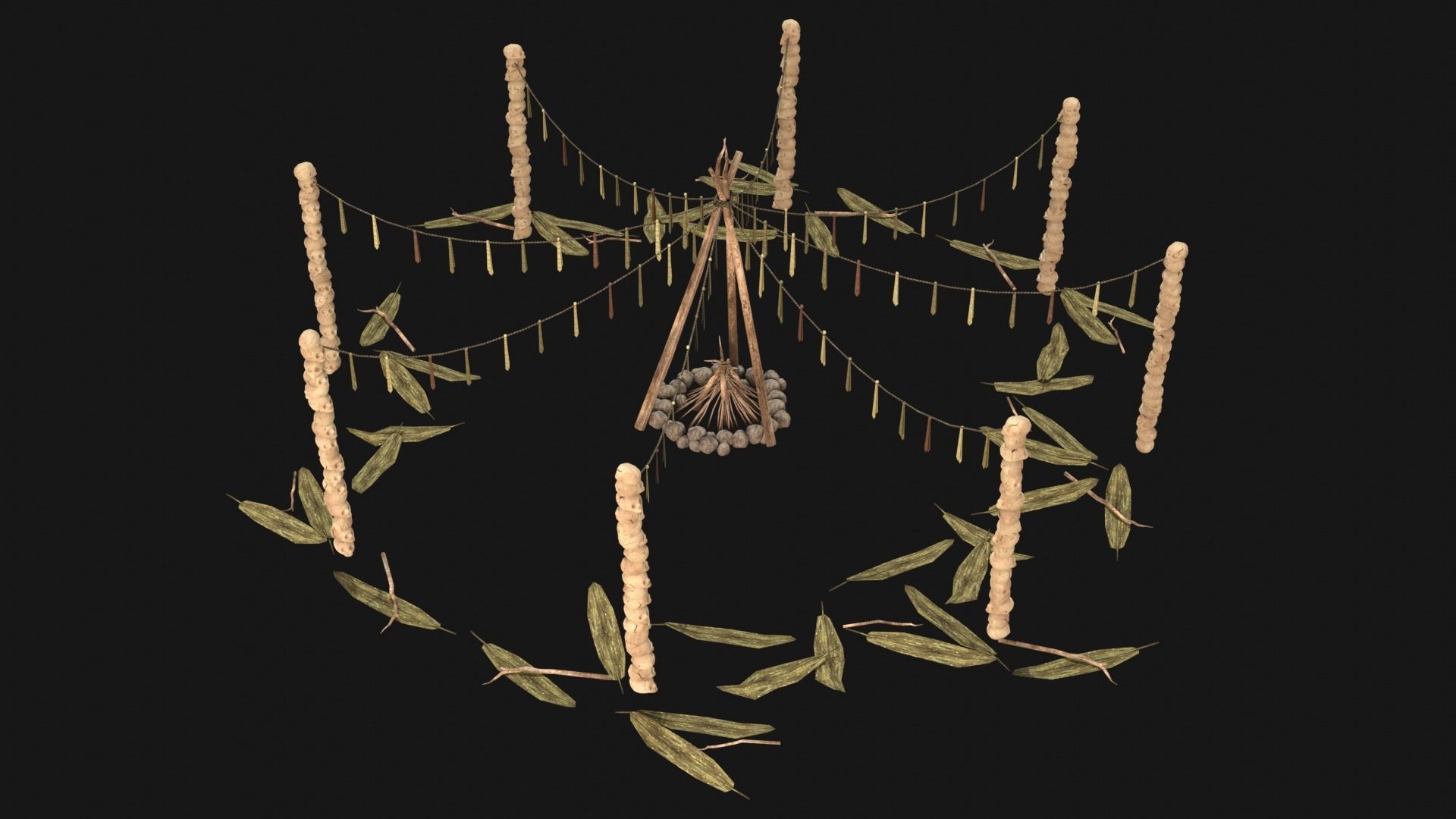 CULT SACRIFICE PLACE JUNGLE SWAMP TRIBE TRIBAL AAA COLLECTION Low-poly 3D model_27