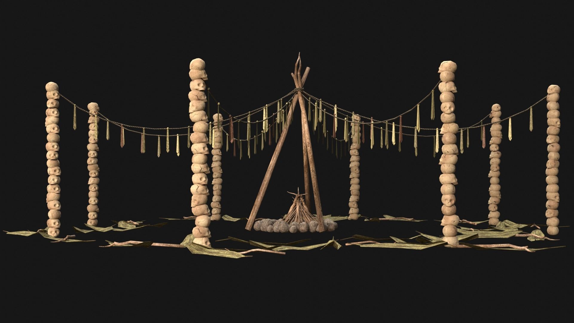 CULT SACRIFICE PLACE JUNGLE SWAMP TRIBE TRIBAL AAA COLLECTION Low-poly 3D model_26