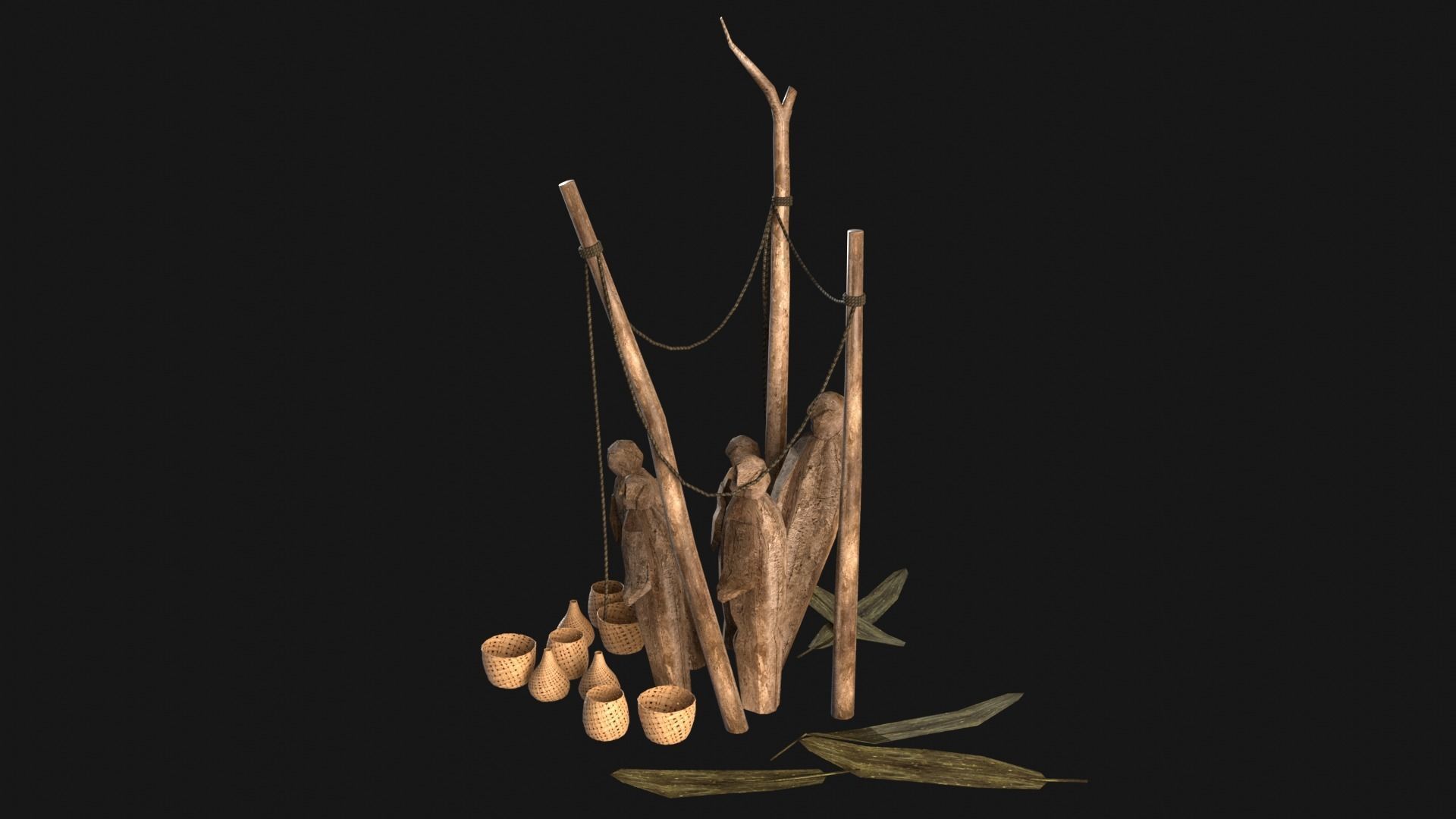 CULT SACRIFICE PLACE JUNGLE SWAMP TRIBE TRIBAL AAA COLLECTION Low-poly 3D model_19