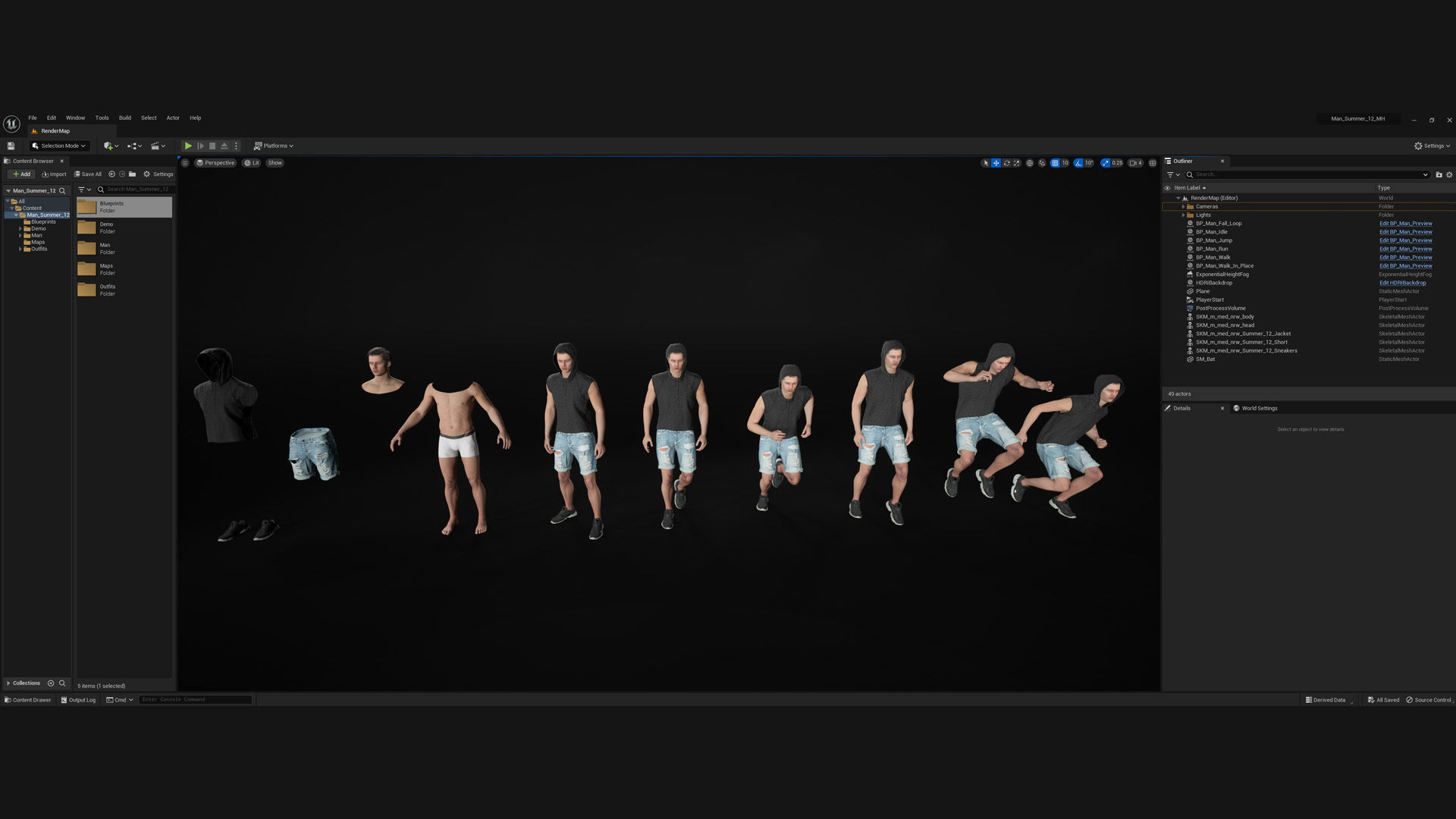 Man - Summer Outfit 12 - Modular - Rigged Low-poly 3D model_5