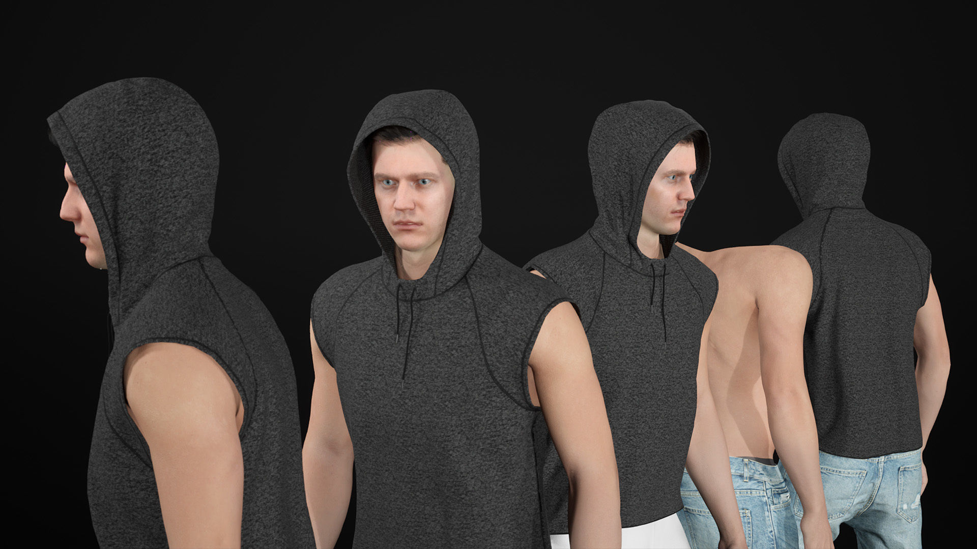 Man - Summer Outfit 12 - Modular - Rigged Low-poly 3D model_19