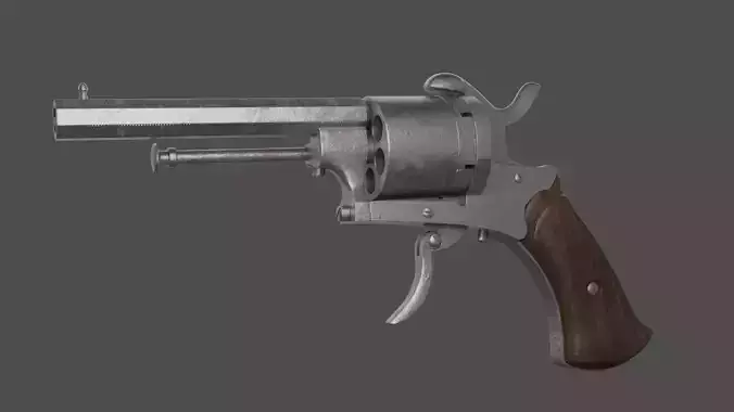 Revolver - textured - clean topology Free 3D model
