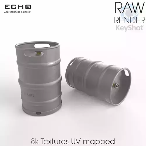 Metallic Beer Keg - Barrel  Low-poly 3D model