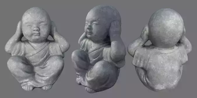 Buddha covers his ears to hear no evil